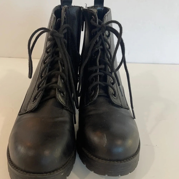 Soda Y2k Combat Lace Up Zip Block Heel Ankle Boots size 6 1/2 - Picture 15 of 16